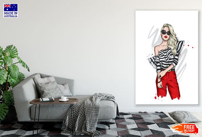 Stylish Young Girl with Sunglasses Illustration Print 100% Australian Made