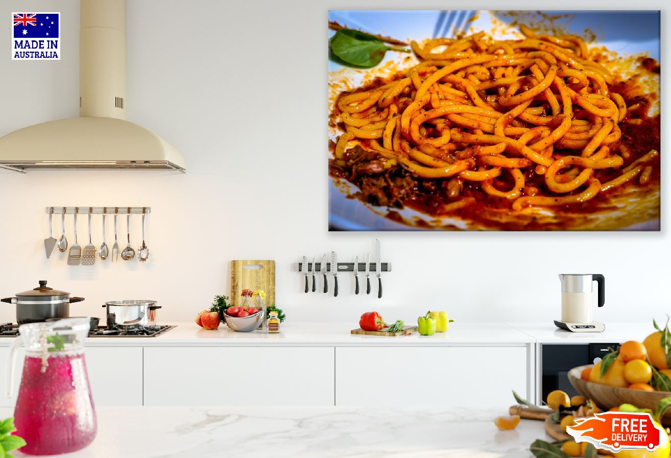 Spaghetti Pasta Closeup Photograph Print 100% Australian Made