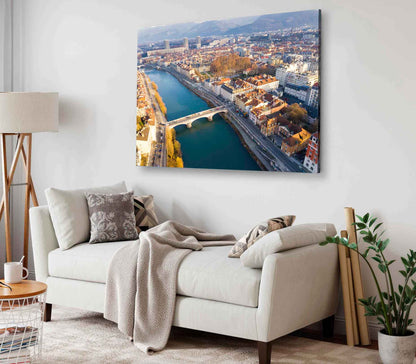 Bella Home Grenoble City With Bridge in France Print Canvas Ready to hang