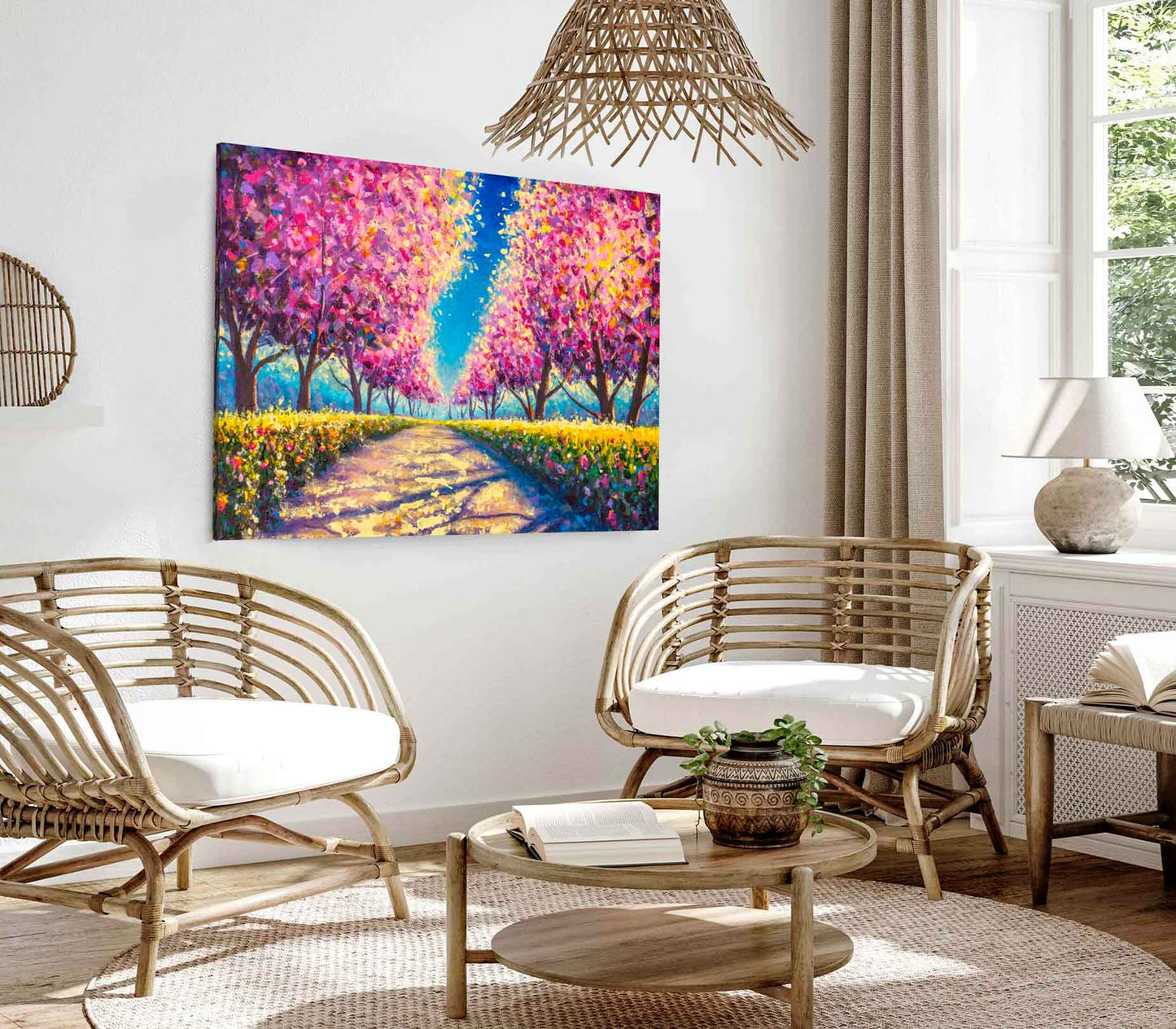 Bella Home Sakura Blossom Trees Oil Painting Print Canvas Ready to hang