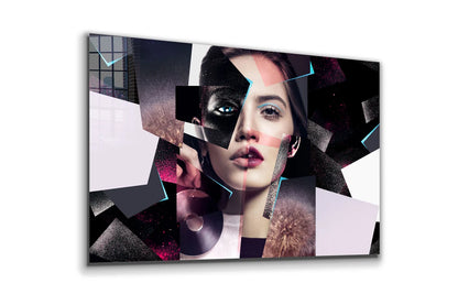 Abstract Woman Collage Print Tempered Glass Wall Art 100% Made in Australia Ready to Hang