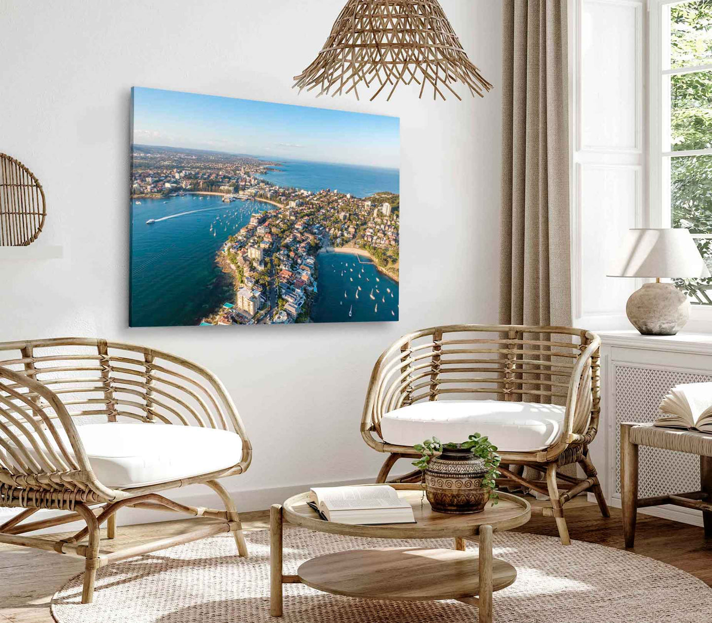 Bella Home Aerial Drone Evening View of Manly Print Canvas Ready to hang