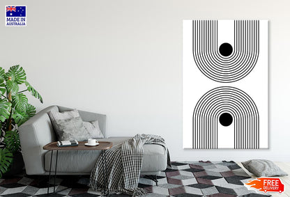 B&W Abstract Lines & Circles Line Art Print 100% Australian Made