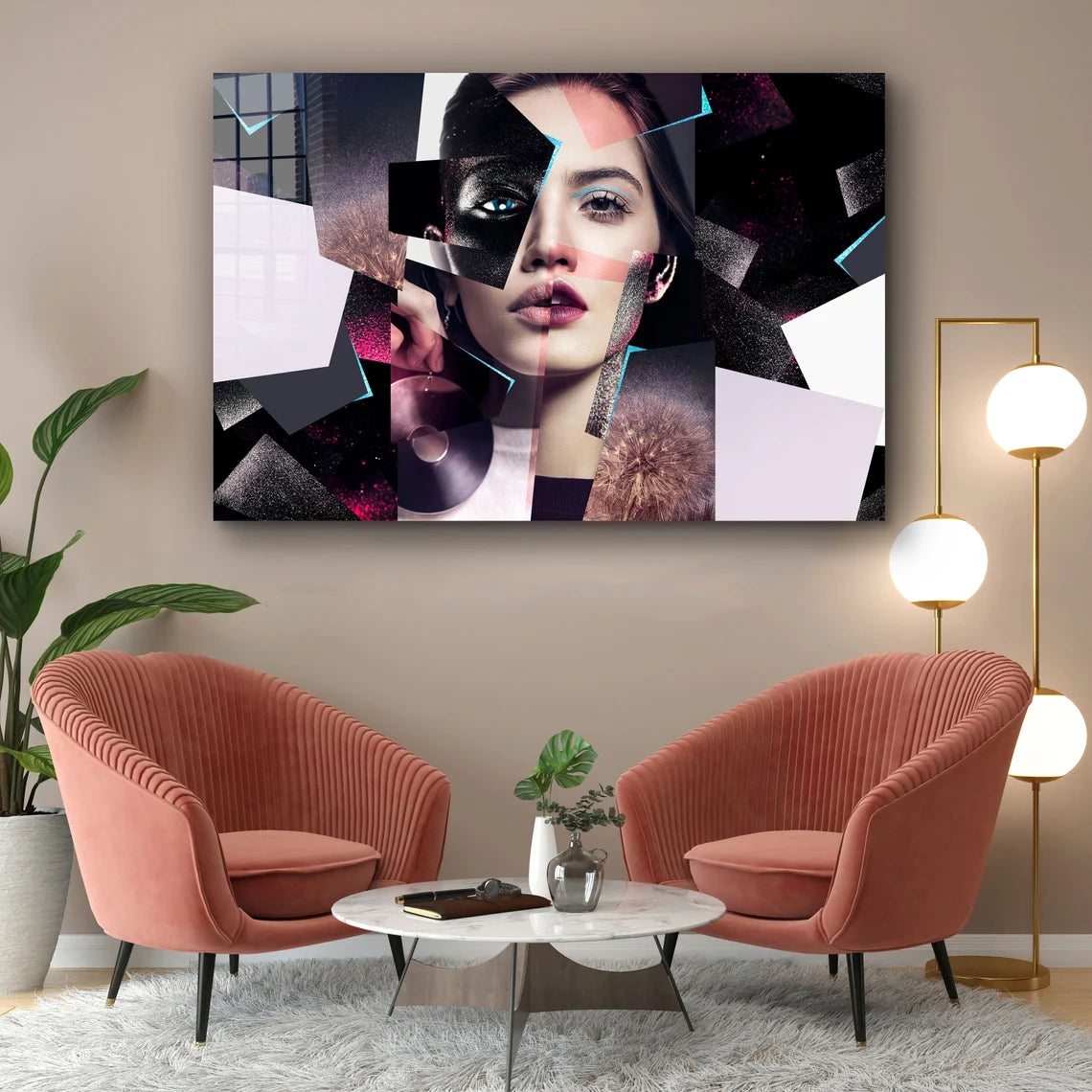 Abstract Woman Collage Print Tempered Glass Wall Art 100% Made in Australia Ready to Hang