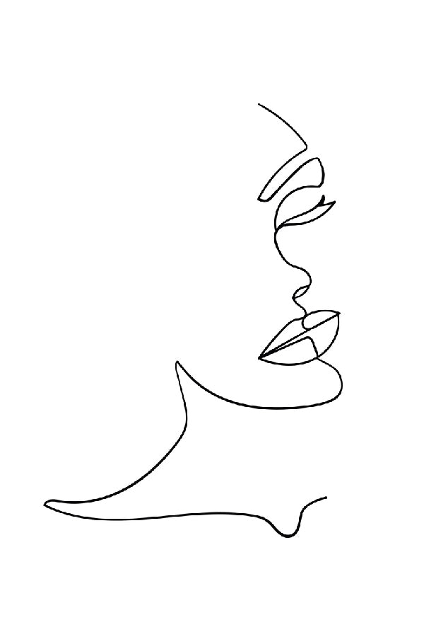 Woman Face B&W Line Art Design Print 100% Australian Made