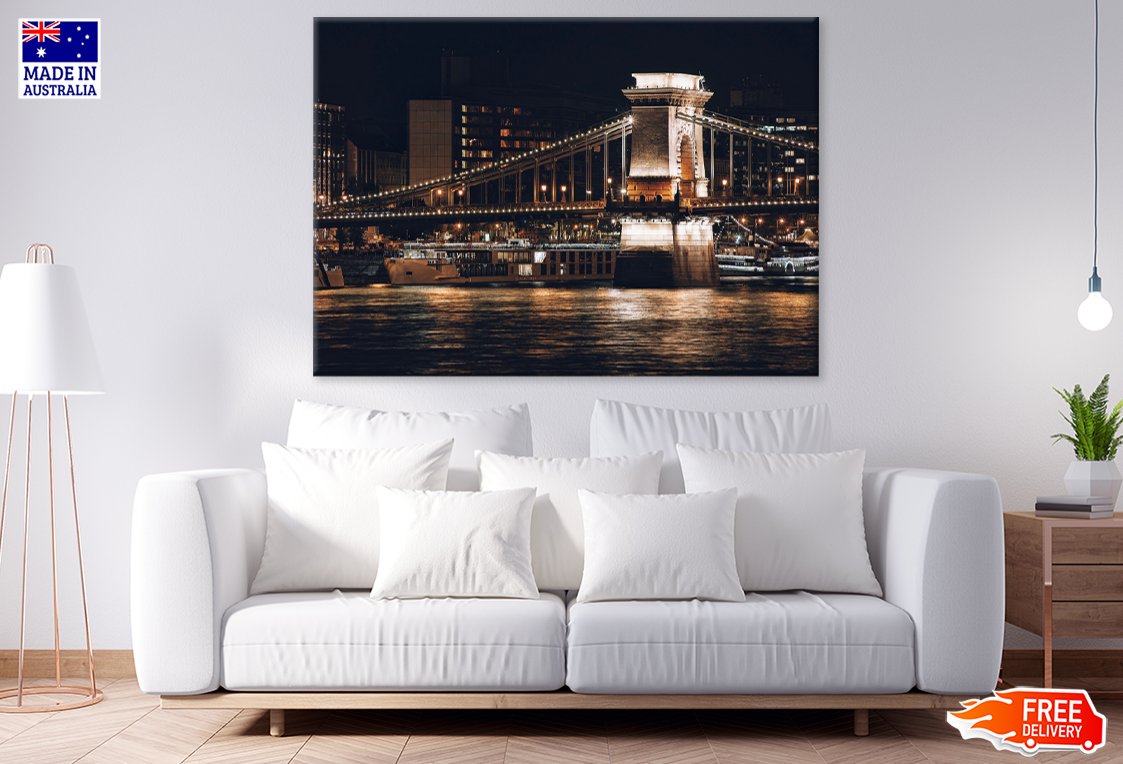 Bridge & River Night View Photograph Print 100% Australian Made