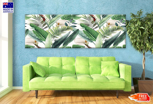 Panoramic Canvas Leaves & Flowers Art High Quality 100% Australian made wall Canvas Print ready to hang