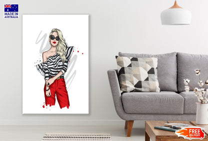 Stylish Young Girl with Sunglasses Illustration Print 100% Australian Made