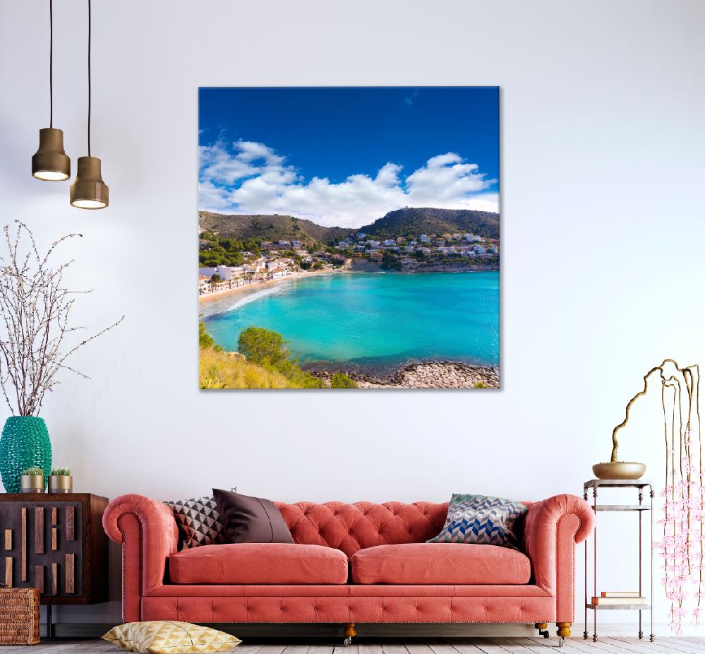 Square Canvas Moraira Playa el Portet Beach View Photograph High Quality Print 100% Australian Made