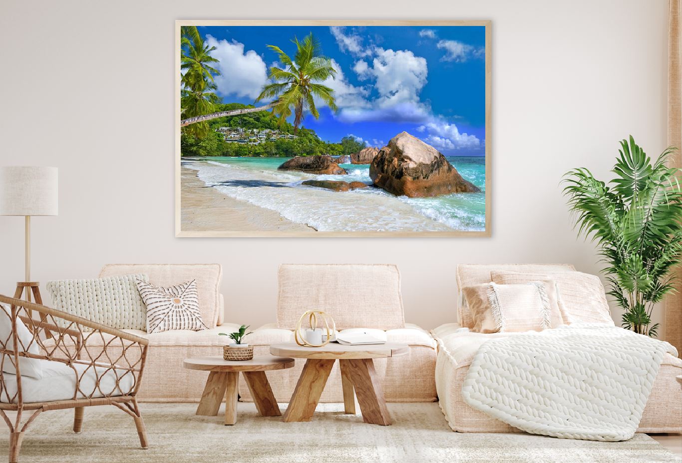 Rocks on Sandy Beach & Palm Trees Photograph Home Decor Premium Quality Poster Print Choose Your Sizes