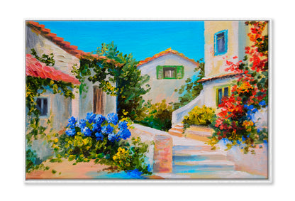 Beautiful Houses Near The Sea Oil Painting Wall Art Limited Edition High Quality Print Canvas Box Framed White