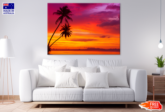 Palm Trees & Sunset Sky Scenery View Photograph Print 100% Australian Made