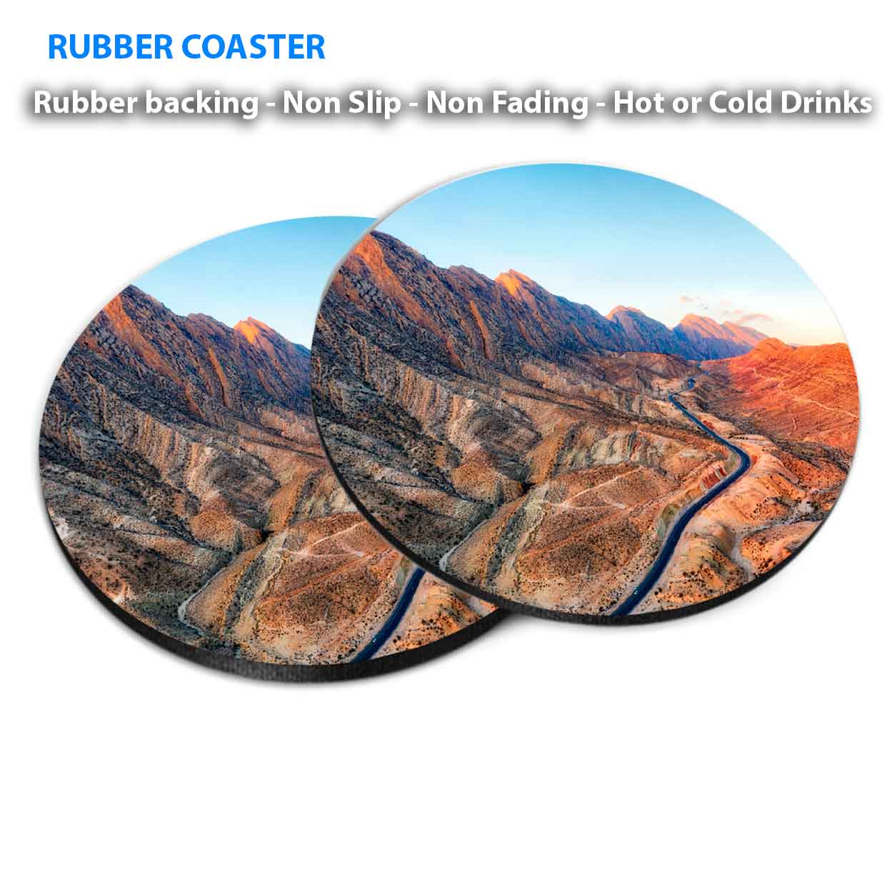 Road Through The Zagros Mountains Iran Coasters Wood & Rubber - Set of 6 Coasters