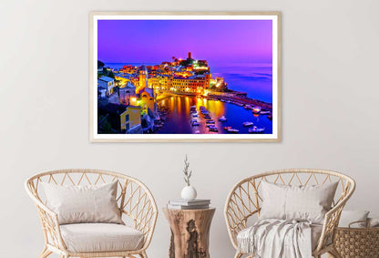 Vernazza Village at Dusk Photograph in Italy Home Decor Premium Quality Poster Print Choose Your Sizes