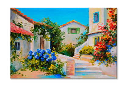 Beautiful Houses Near The Sea Oil Painting Wall Art Limited Edition High Quality Print Stretched Canvas None