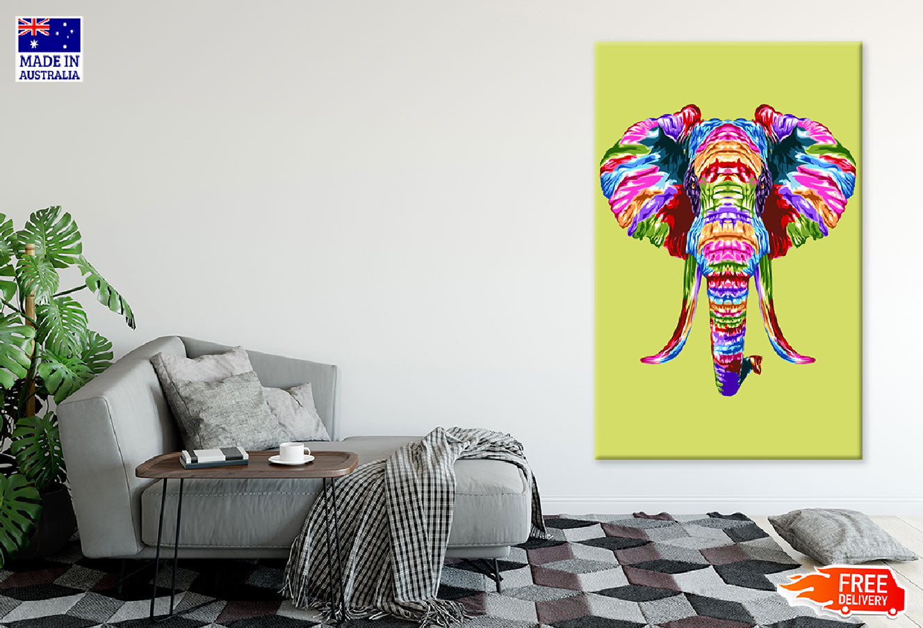 Colorful Elephant Abstract Design Print 100% Australian Made