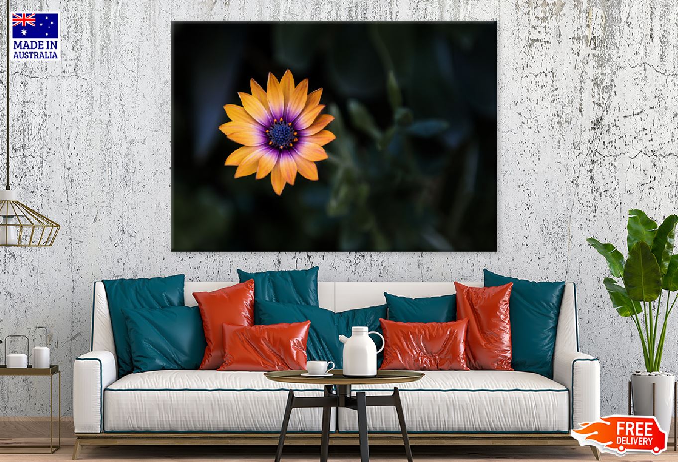 Bright Orange Purple Flower View Photograph Print 100% Australian Made