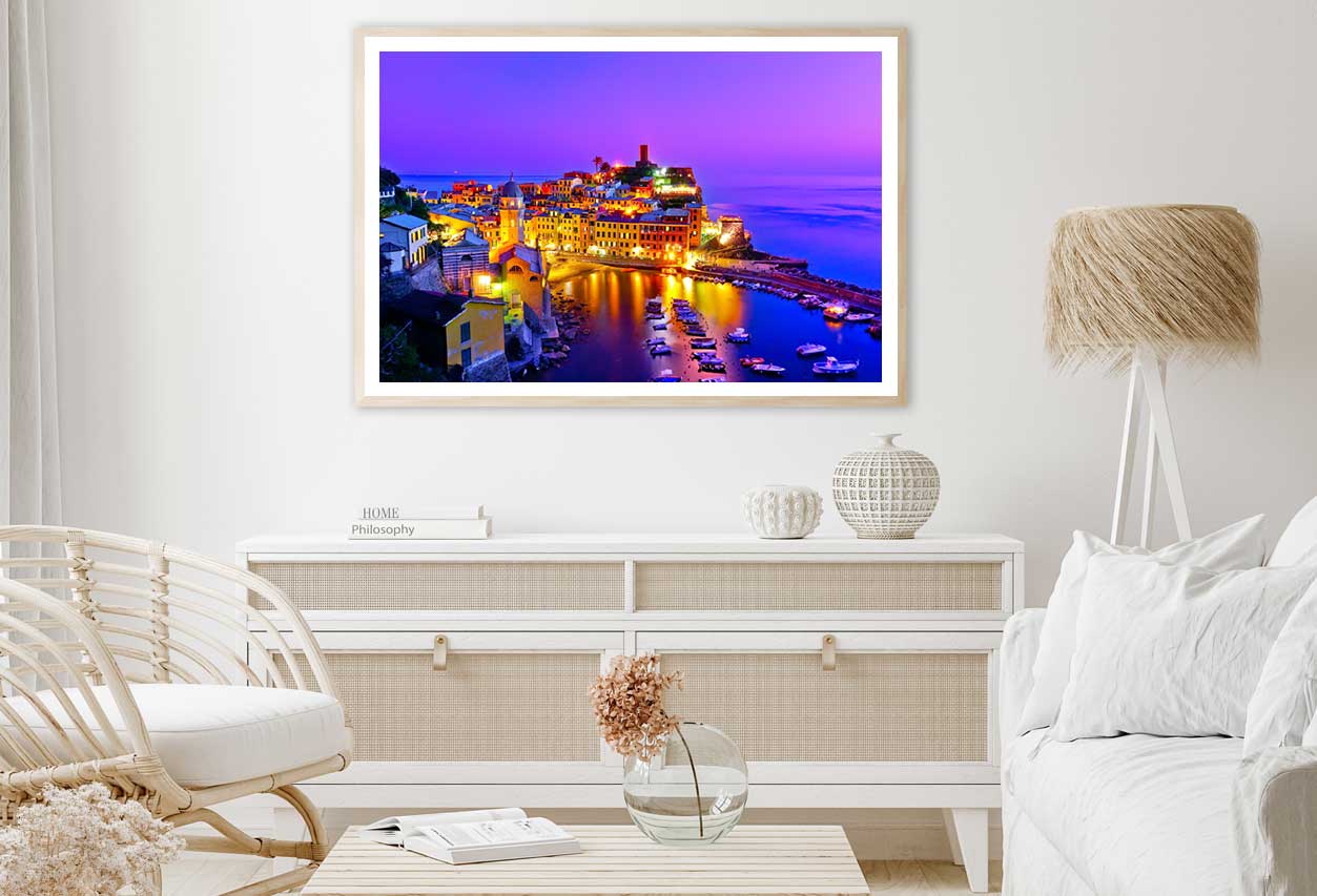 Vernazza Village at Dusk Photograph in Italy Home Decor Premium Quality Poster Print Choose Your Sizes