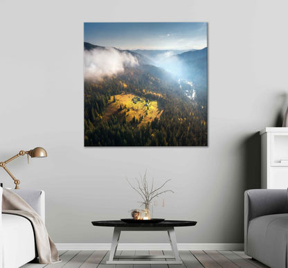 Square Canvas Village Carpathian Mountain View Photograph High Quality Print 100% Australian Made