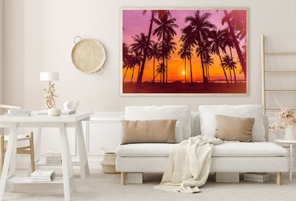 Coconut Palm Trees at Sunset View Photograph Home Decor Premium Quality Poster Print Choose Your Sizes