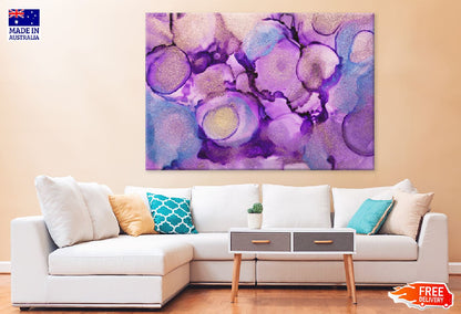 Blue & Purple Gold Ink Abstract Design Print 100% Australian Made