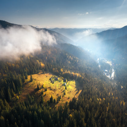 Square Canvas Village Carpathian Mountain View Photograph High Quality Print 100% Australian Made