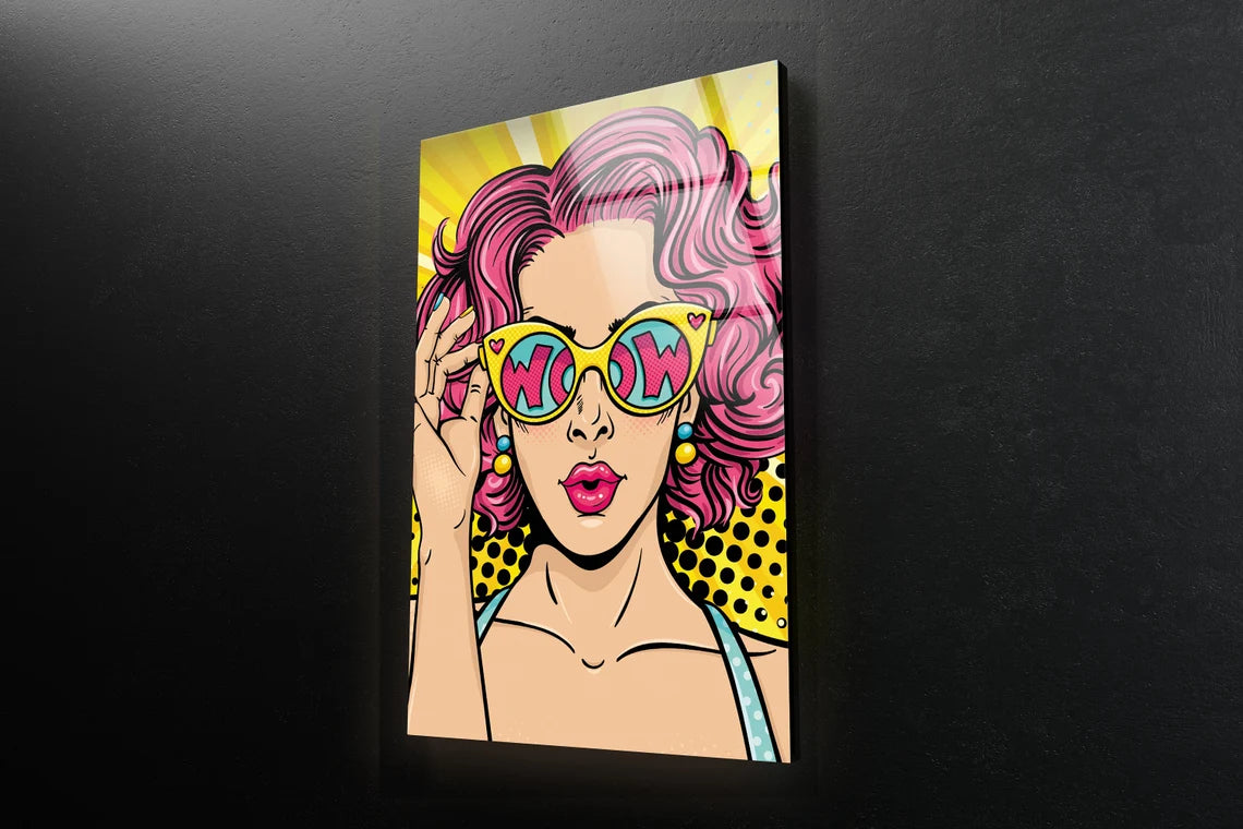 Woman with Sunglasses Vector Acrylic Glass Print Tempered Glass Wall Art 100% Made in Australia Ready to Hang