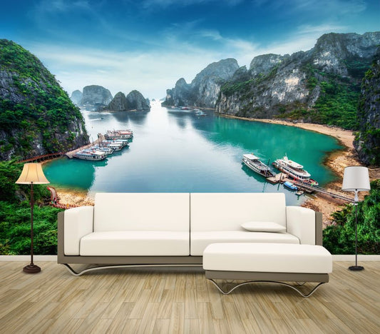 Wallpaper Murals Peel and Stick Removable Stunning Nature Scenery Ha Long Bay, South China Sea, Vietnam High Quality