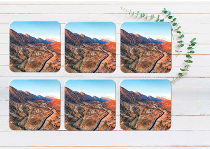 Road Through The Zagros Mountains Iran Coasters Wood & Rubber - Set of 6 Coasters