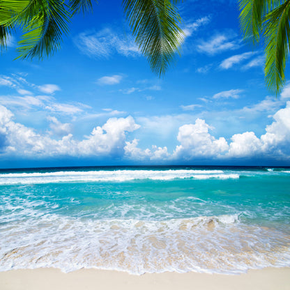 Square Canvas Sea Waves on Sand & Blue Sky View Photograph High Quality Print 100% Australian Made