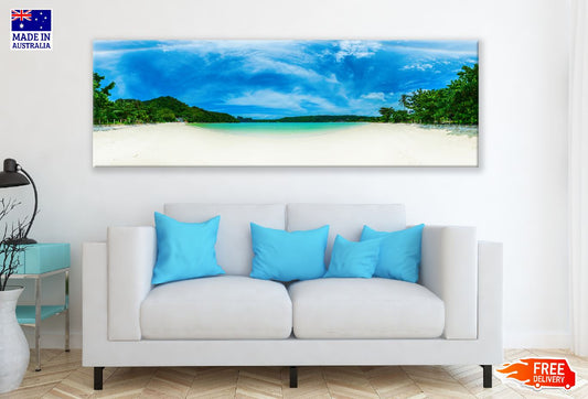 Panoramic Canvas Beach on Island View Photograph High Quality 100% Australian Made Wall Canvas Print Ready to Hang