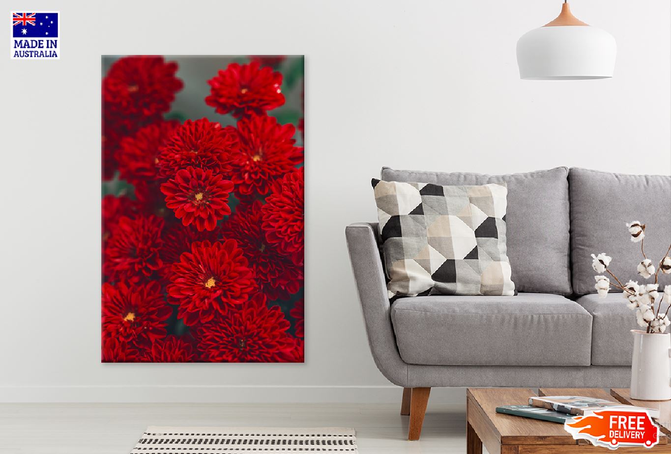 Red Chrysanthemum Flowers View Photograph Print 100% Australian Made