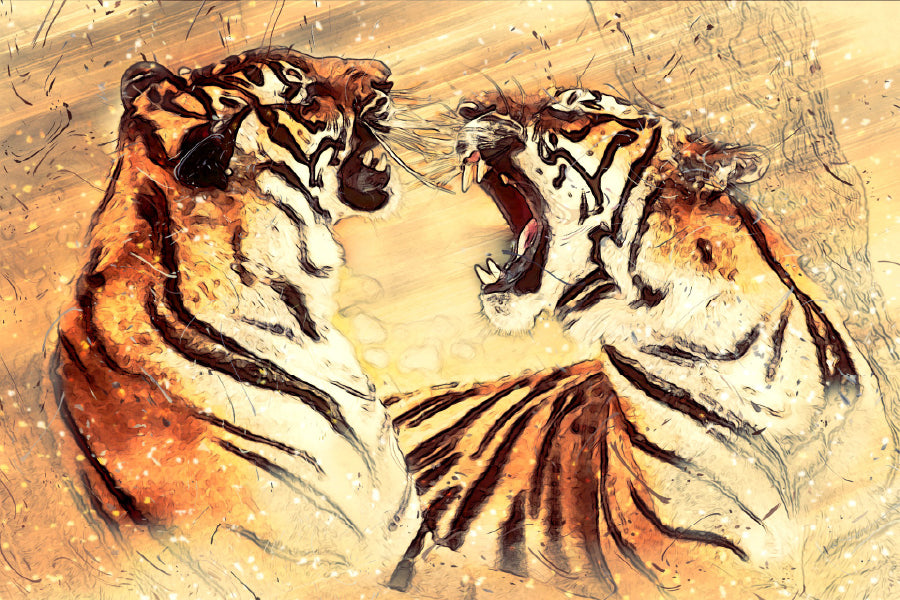 Bengal Tigers Oil Painting Art Print 100% Australian Made