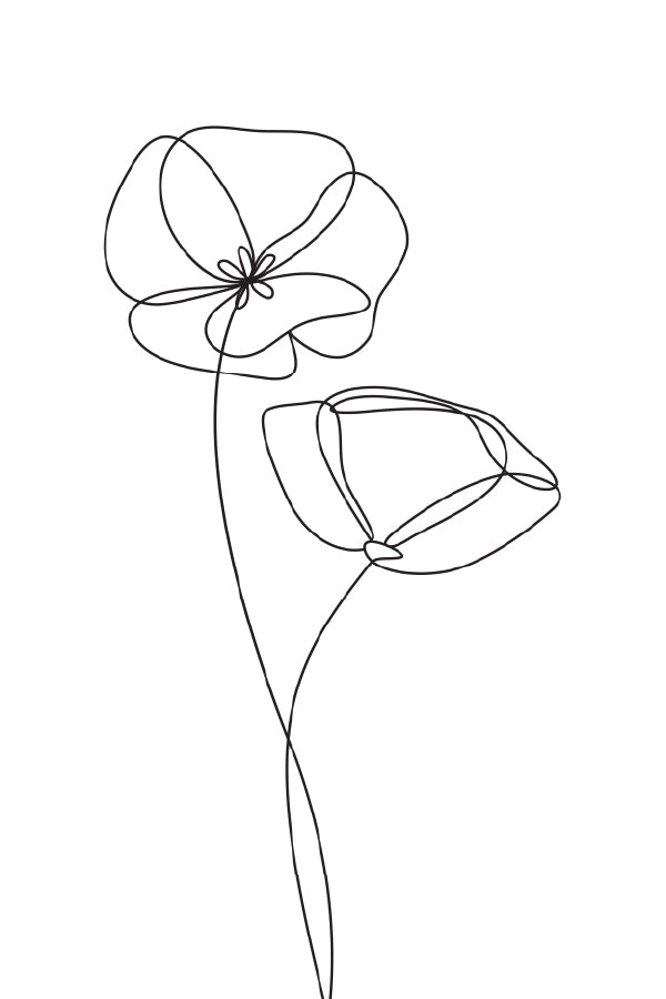 Flowers B&W Line Art Design Print 100% Australian Made