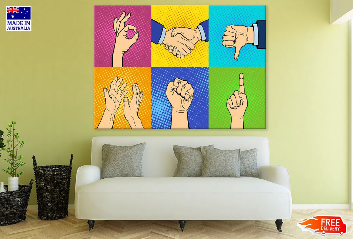 Hand Signs Illustration Print 100% Australian Made | Bella Home Decor