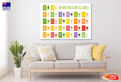Alphabet with Fruits & Vegetables Vector Art Print 100% Australian Made