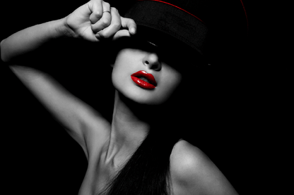 Young Woman with Red Lips & Hat B&W Photograph Print 100% Australian Made