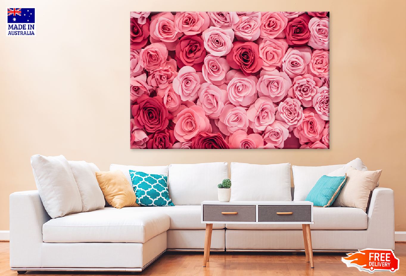 Red & Pink Roses Closeup View Photograph Print 100% Australian Made