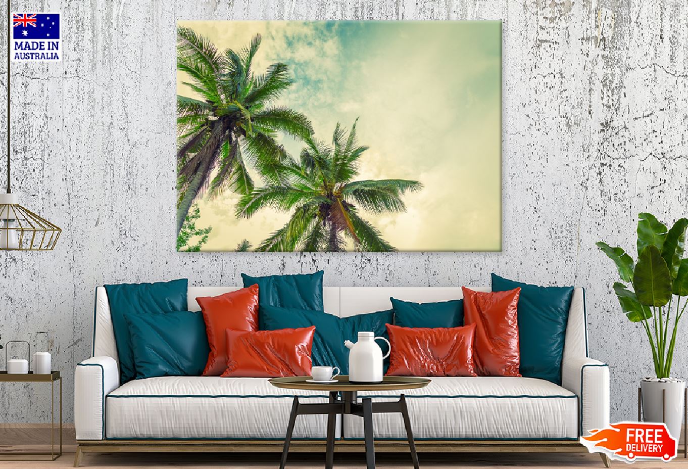 Beach Palm Trees with Sky View Photograph Print 100% Australian Made