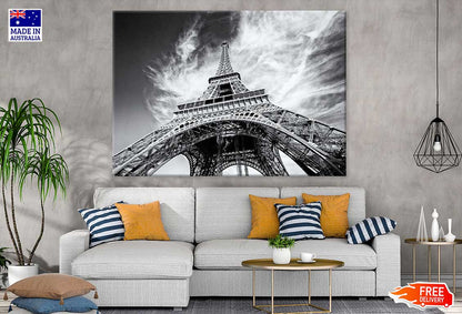 Eiffel Tower Under Sky View B&W Photograph Print 100% Australian Made