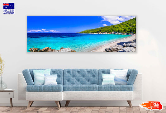 Panoramic Canvas Skopelos Island Sea View Photographin High Quality 100% Australian Made Wall Canvas Print Ready to Hang