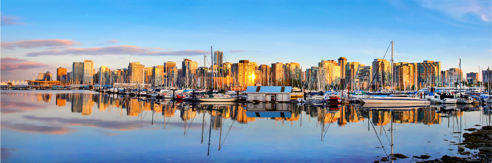 Panoramic Canvas Vancouver Harbor Sky View Photograph High Quality 100% Australian Made Wall Canvas Print Ready to Hang