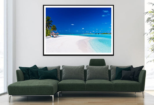 Palm Trees & White Sandy Beach Photograph Home Decor Premium Quality Poster Print Choose Your Sizes