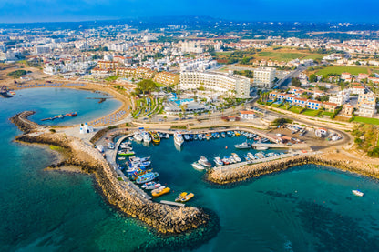 Kalamis Sea Protaras City Aerial View Photograph Print 100% Australian Made