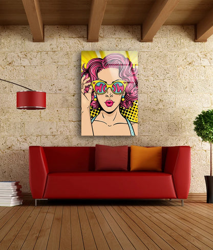 Woman with Sunglasses Vector Acrylic Glass Print Tempered Glass Wall Art 100% Made in Australia Ready to Hang