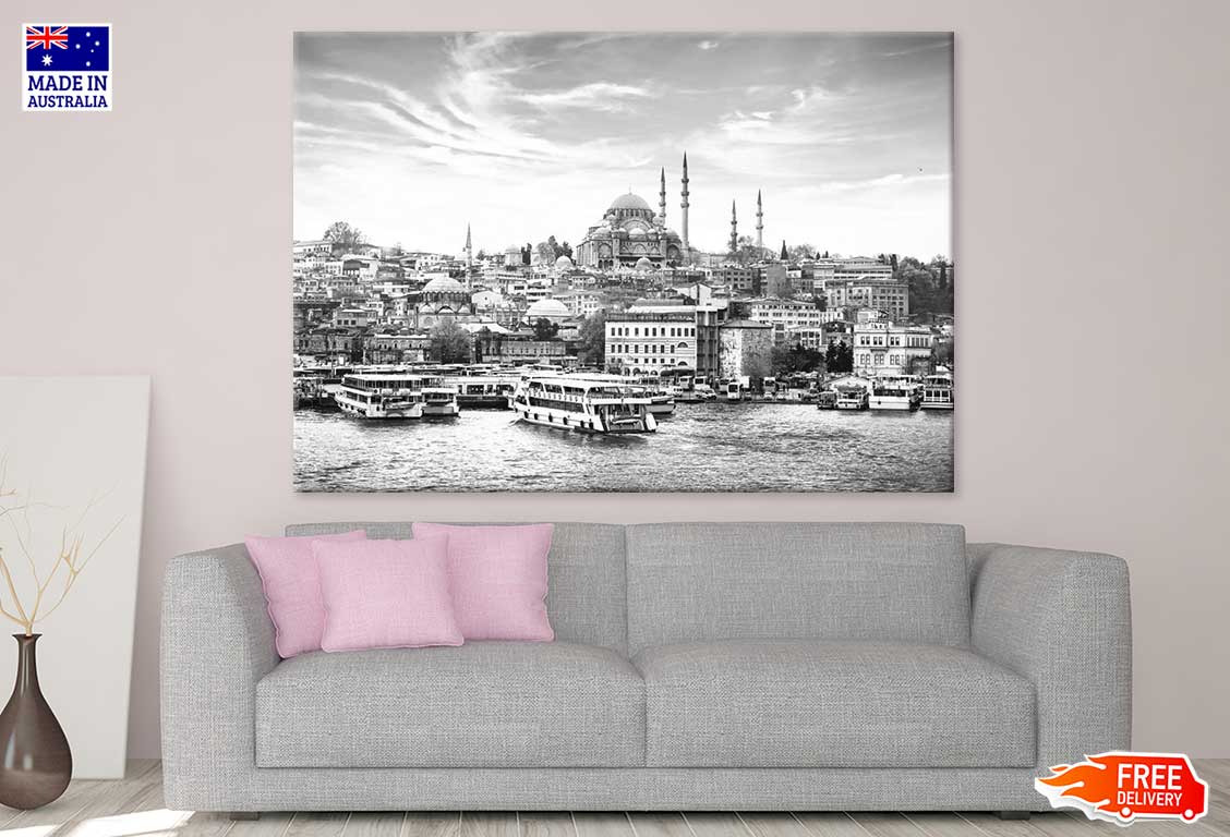 Istanbul City in Turkey B&W Photograph Print 100% Australian Made