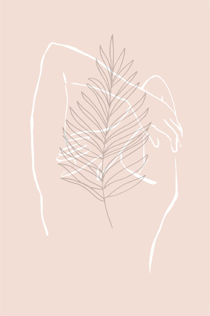 Girl & Leaf Line Art Print 100% Australian Made