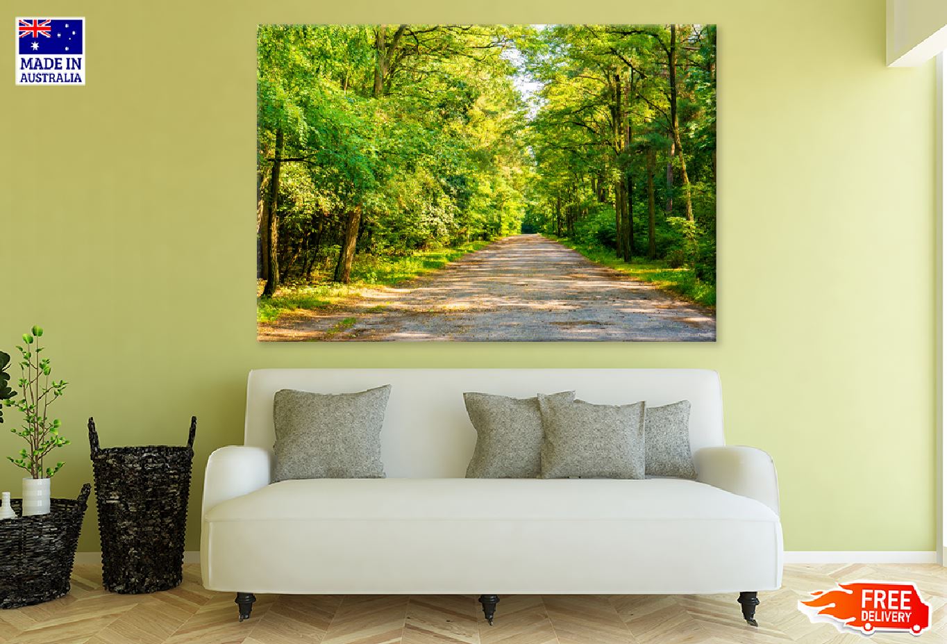 Road Covered with Trees on Sunshine Photograph Print 100% Australian Made