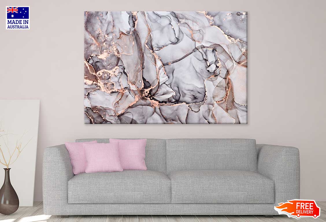 Silver & Pink Brown Line Abstract Design Print 100% Australian Made