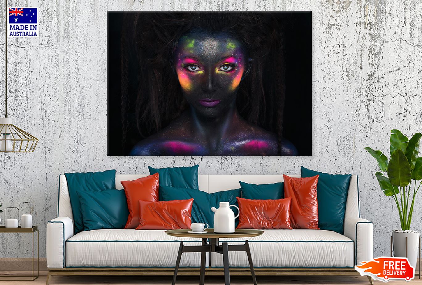 Colorful Makeup Girl in Dark View Photograph Print 100% Australian Made